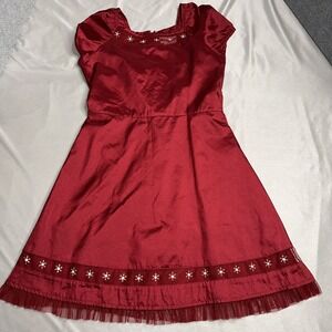 American Girl | Dresses | American Girl Red Holiday Dress Little Girls Size  Lined Zip Back Gems | Poshmark